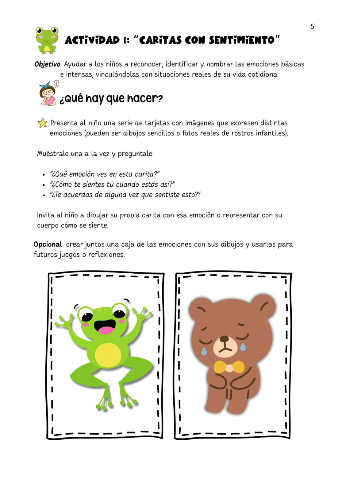 Actividad Caritas con sentimiento